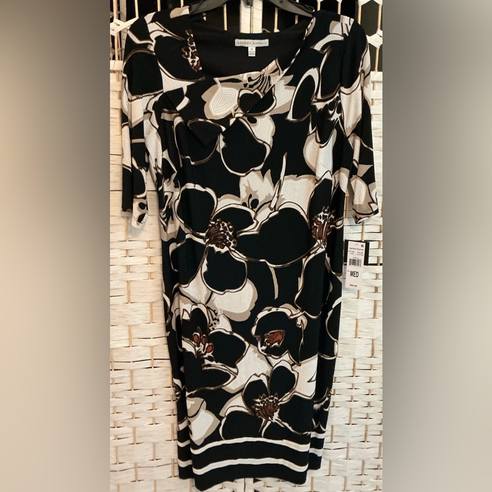 Sandra Darren Black and White Floral Dress